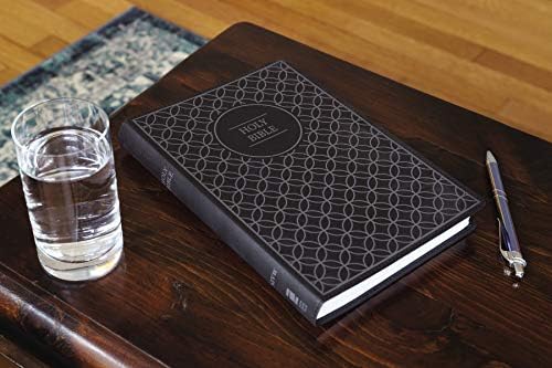 NIV, Value Thinline Bible, Large Print, Leathersoft, Gray/Black, Comfort Print by Zondervan