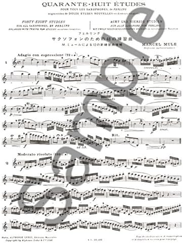 48 ETUDES POUR TOUS LES SAXOPHONES DE FERLING, AUGMENTEES DE DOUZE ETUDES NOUVELLES by MARCEL MULE