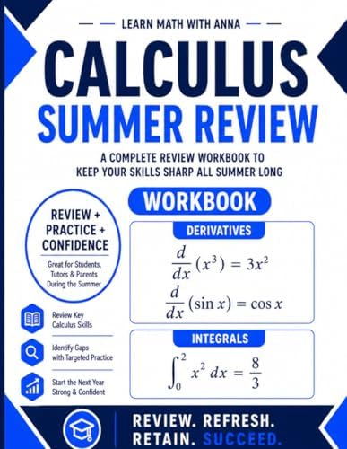 High School Calculus Summer Review Workbook: Avoid the Summer Slide with Targeted Practice and Step-by-Step Solutions (Summer Review | USA Math Series) by Learn Math with Anna