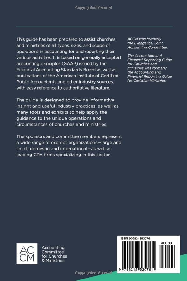 Accounting and Financial Reporting Guide for Churches and Ministries by Accounting Committee for Churches and Ministries