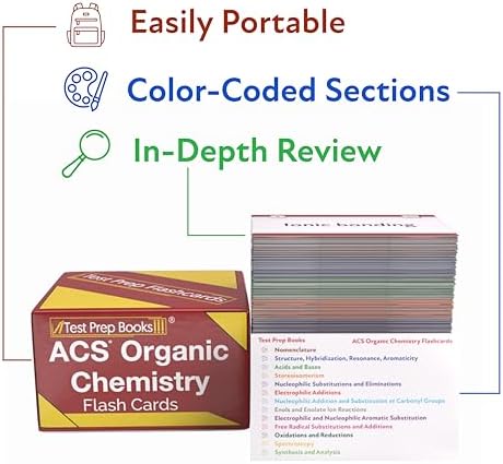 ACS Organic Chemistry Study Cards 2026-2027: ACS Organic Chemistry Exam Review and Practice Test Questions [Full Color Cards] by Test Prep Books