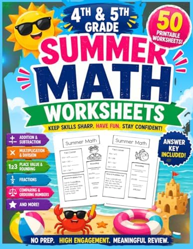 Summer Math Workbook for 4th & 5th Grade: 50 Days of Practice in Fractions, Decimals, Word Problems, Multiplication, Division & Problem-Solving ... Prepare for Success in the Next School Year by Andrea Veltri