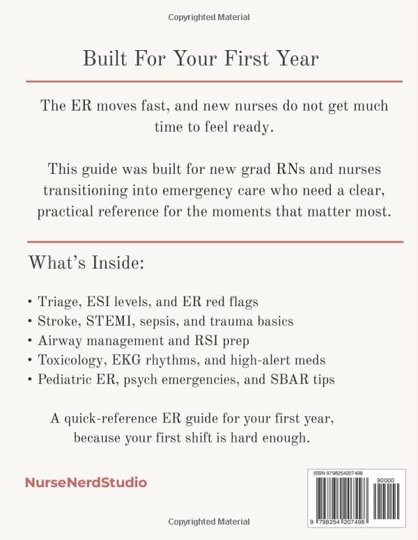 New Grad RN Emergency Room Cheat Sheet & Reference Guide: Essential Clinical Reference for Your First Year in the ER (NurseNerdStudio Clinical Reference Series) by Amber O'Shea, BSN