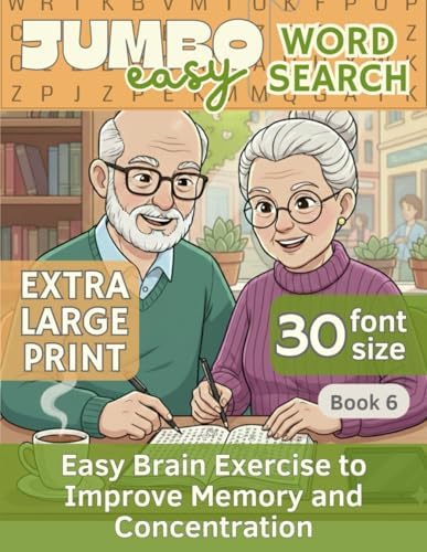 Jumbo Easy Word Search for Seniors: 50 Extra Large Print Puzzles with Big Letters (30 size Font) – Perfect Gift for Adults and Older Adults, for Retirement by Baba Jaga