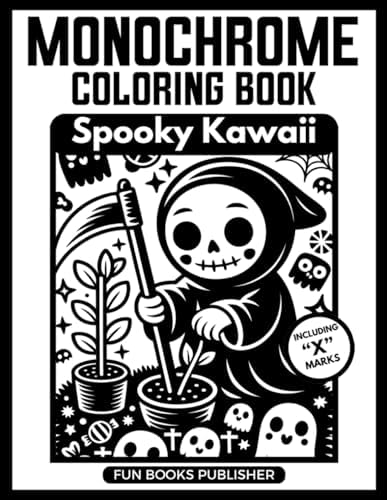 Monochrome Coloring Book: Spooky Kawaii – Black & White Cute Halloween: One Color Edition – Adorable Creepy Creatures, Ghosts, Witches & Monsters for ... BOOK INK BLISS SERIES) (Spanish Edition) by Fun Books Publisher