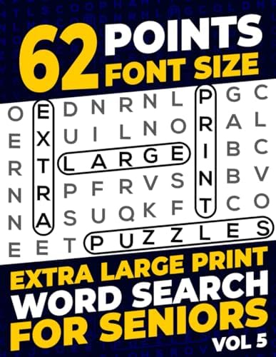 62 Points Font Size Extra Large Print Word Search for Seniors: 50 puzzles with 1100 words - Vol 5 by Firefly Press