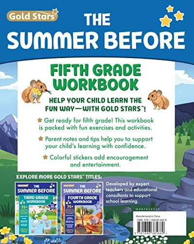 The Summer Before Fifth Grade Workbook: Bridging 4th to 5th Grade with 75+ Activities Math, Reading Comprehension, Writing, Language Arts, Fractions, Geometry, and More! by Gold Stars