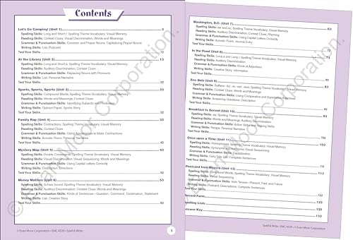Evan-Moor Skill Sharpeners Spell and Write Workbook, Grade 3, 120 Spelling Words, Test Prep, Word Families, Short Vowels, Grammar, Punctuation, Creative Writing, Vocabulary, Activities, Homeschool by Evan-Moor Educational Publishers