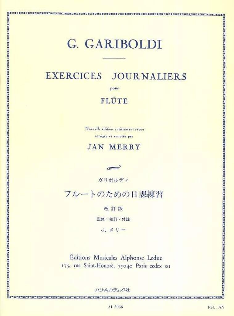 GIUSEPPE GARIBOLDI: EXERCICES JOURNALIERS (FLUTE) by GARIBOLDI GIUSEPPE