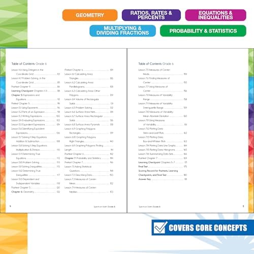 Spectrum 6th Grade Math Workbook, Activity Book for Kids Ages 11-12, Geometry, Ratio, Mathematics Equations, Multiplication and Division of Fractions, and More, Classroom or Homeschool Curriculum by Spectrum
