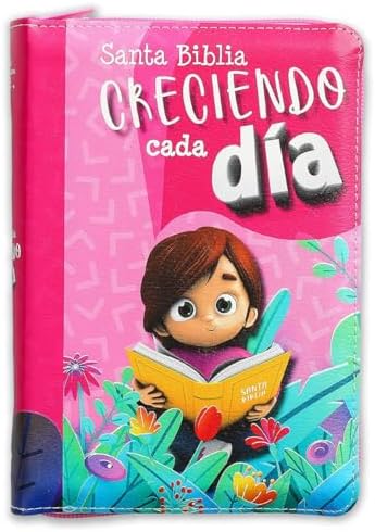 Biblia para Niñas Creciendo Cada Dia con Cierre Reina Valera 1960 niña leyendo rosa by Reina-Valera