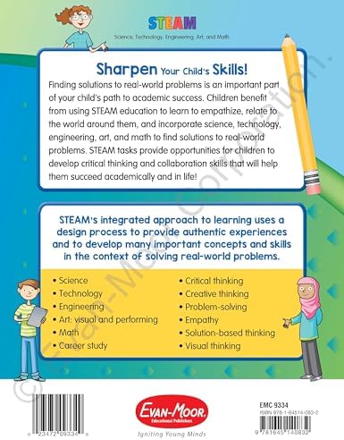 Evan-Moor Skill Sharpeners STEAM Workbook, Grade 4, Science, Technology, Engineering, Art, Math, Hands On Activities, Helping Others, Collaboration, Solve Real World Problems, Puzzles, Homeschool by Evan-Moor Educational Publishers
