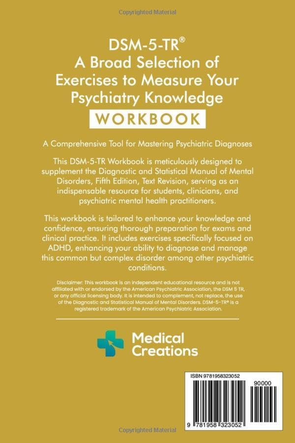 DSM-5-TR: A Broad Selection of Exercises to Measure Your Psychiatry Knowledge: Workbook (DSM-5-TR Study Aids) by S. Meloni M.D.