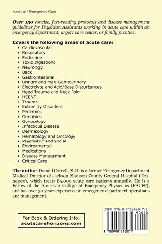Physician Assistant Acute Care Protocols and Disease Management - FOURTH EDITION: For Family Practice, Urgent Care, and Emergency Medicine by Donald C. Correll