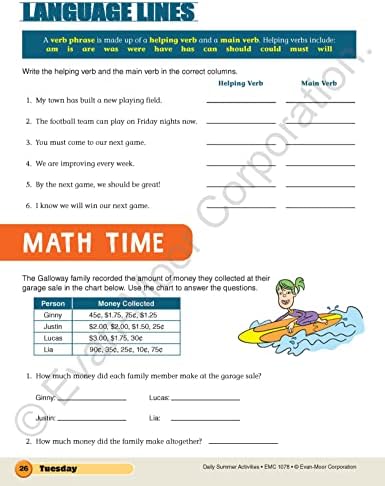 Evan-Moor Daily Summer Activities, Grade 7-8 Workbook, Prevent Learning Loss, Reading Comprehension, Writing, Math, Grammar, Punctuation, Spelling, Division, Decimals, Fractions, Geography, Map Skills by Evan-Moor Educational Publishers