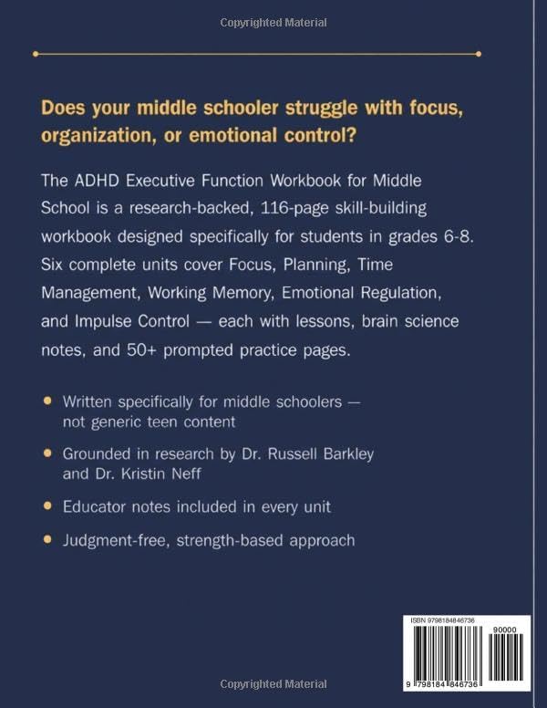 ADHD EXECUTIVE FUNCTION WORKBOOK: Middle School Edition by Gagak Malam