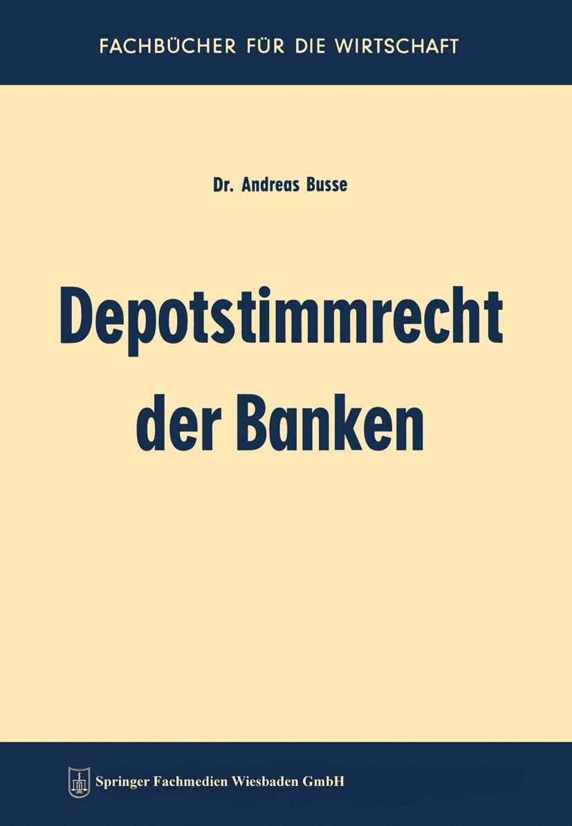 Depotstimmrecht der Banken (German Edition) by Andreas Busse