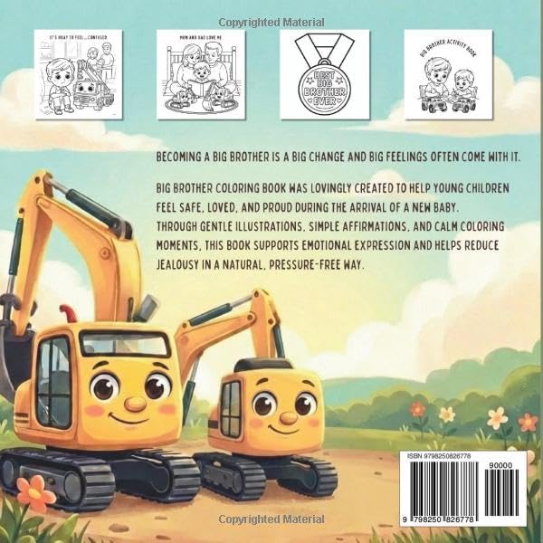 Big Brother Coloring and Activity Book: The Perfect Gift for Big Brothers to Build pride and confidence Through Fun CONSTRUCTION VEHICLES ACTIVITIES ... overcome sibling jealousy and feel loved by Kite Editions