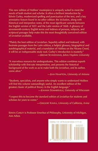 Leviathan: With selected variants from the Latin edition of 1668 (Hackett Classics) by Thomas Hobbes