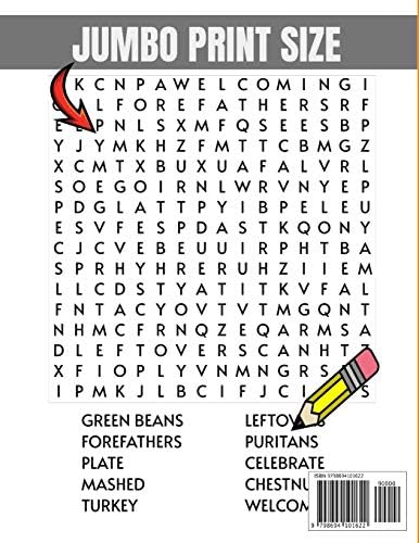 JUMBO PRINT THANKSGIVING WORD SEARCH: EASY TO READ WORD SEARCH PUZZLES 66 | PUZZLES THAT COVER THE ENTIRE PAGE 8.5 X 11 INCHES | GREAT FOR SENIORS TEENS ADULTS KIDS | HOURS OF BRAIN STIMULATION- by MT LEE