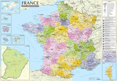 France 1/2.200.000 - carte administrative et physique (sans barres alu) 67 × 47 cm by unknown author