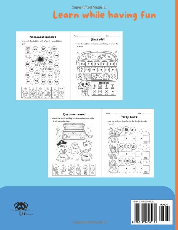 Summer Fun Workbook: 1st Grade: A 10 week daily review, 15 minutes a day, covering phonics, reading, addition, subtraction, logic, and money for children moving from first to second grade. by Iza Lin