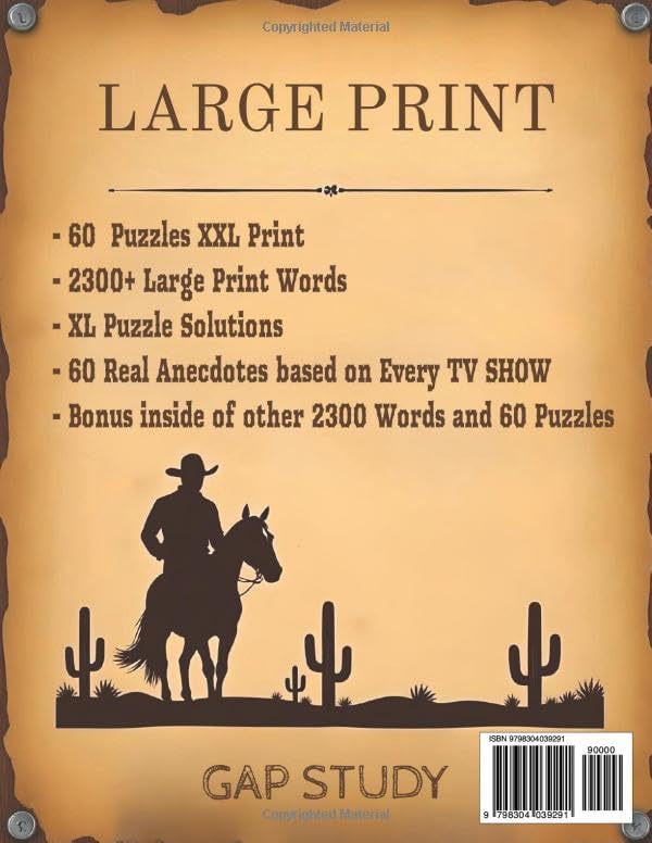 GAP STUDY - Western Word Search Movies and TV - TV Western - Old Western Gift - Classic Word Search - Large print Western Books for Seniors | 2300 ... Books (Training for the Brain - Fun & Memory) by GAP STUDY