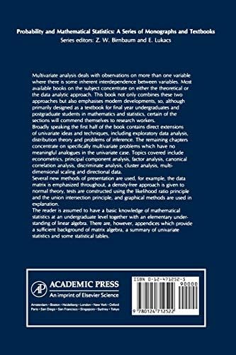 Multivariate Analysis (Probability and Mathematical Statistics) by Kanti V. Mardia