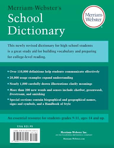 Merriam-Webster's School Dictionary - High School Dictionary - Perfect for SAT, ACT, & Other Standardized Test Prep by Merriam-Webster