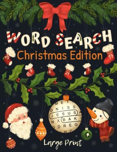 Christmas Word Search Large Print Edition: Christmas Puzzle Book with 75 Themed Word Search Puzzles for Adults & Seniors by Mind Vibes