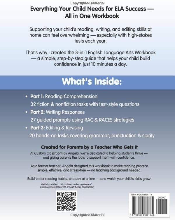 7th Grade ELA Workbook: Reading Comprehension, Writing, and Grammar Practice for Summer Learning & STAAR Test Prep: Master key ELA skills with reading comprehension, writing strategies, and grammar review. Great for summer learning by Angela Sultzer