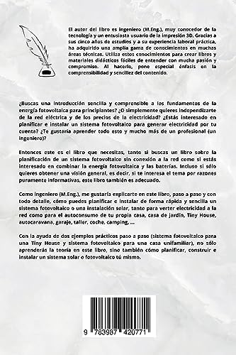 Fotovoltaica | paso a paso: La guía práctica para principiantes sobre el diseño de un sistema fotovoltaico conectado o no a la red (autónomo) con ... hogar, la autocaravana, ... (Spanish Edition) by M.Eng. Johannes Wild