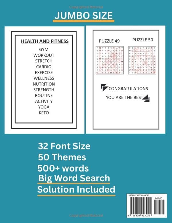 Jumbo Word Search Puzzles: Jumbo Word Search Puzzles-Large Print Word Find Book for Seniors & Adults. Eye Friendly (32 Font Size Word Search) by Value Books