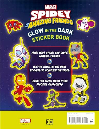 Marvel Spidey and His Amazing Friends Glow in the Dark Sticker Book: With More Than 100 Stickers (Disney Junior: Marvel Spidey and His Amazing Friends) by DK
