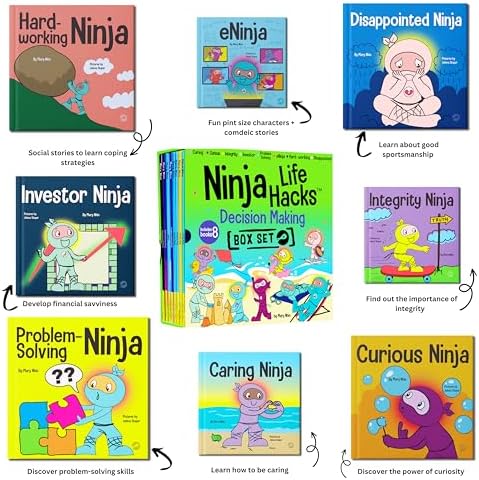 Ninja Life Hacks Decision Making Box Set (Books 57-64: Hard-working Ninja, Disappointed Ninja, Integrity Ninja, Investor Ninja, Problem Solving Ninja, eNinja, Caring Ninja, Curious Ninja) by Mary Nhin
