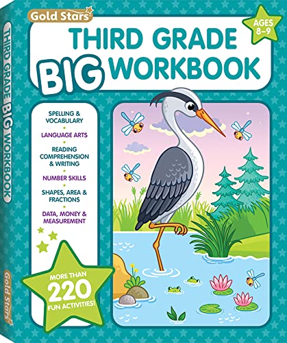 3rd Grade BIG Workbook All Subjects for Kids 8 - 9 includes 220+ Activities, Spelling, Grammar, Reading Comprehension, Writing, Math, and More by Gold Stars