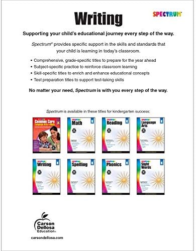 Spectrum Kindergarten Writing Workbook, Ages 5 to 6, Grade K Writing Workbook, Writing Practice with Alphabet Letters, Sight Words, Reports, and Stories - 128 Pages by Spectrum