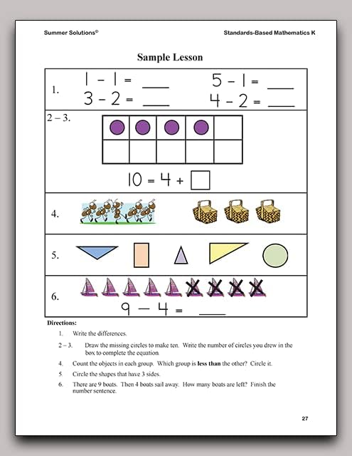 Summer Solutions Standards-Based Mathematics Level K by SUMMER SOLUTIONS. MINUTES A DAY - MASTERY FOR A LIFETIME!