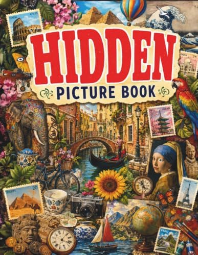 Hidden Picture Book for Adults: Seek and Find 350 Hidden Objects in 21 Detailed Full-Color Photo Collage Scenes for Relaxation, Focus, and Observation Skills by Orange String