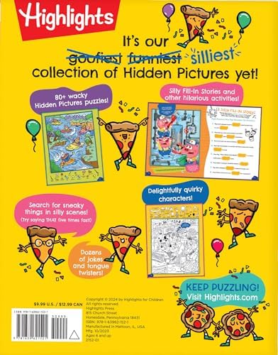 Silliest Hidden Pictures Puzzles Ever: Search-and-Find Book for Kids 6 and Up with Over 1,000 Hidden Objects, Road Trip Games, Silly Jokes and Riddles for Hours of Fun (Highlights Hidden Pictures) by Highlights