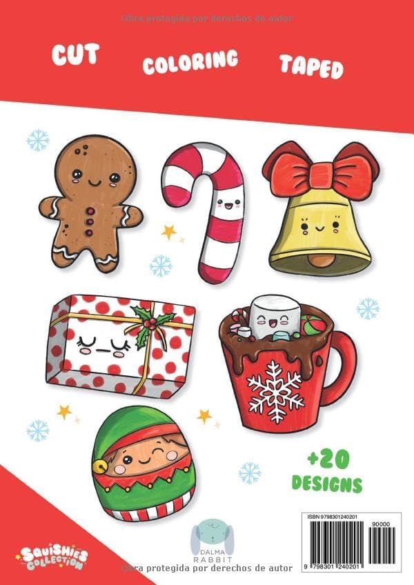 Paper Squishy Christmas: Coloring, cut and taped your paper craft squishes (Squishies Collection) (Spanish Edition) by Dalma Rabbit Editions