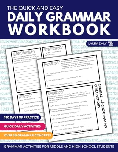The Quick and Easy Daily Grammar Workbook: Grammar Activities for Middle and High School Students (Quick and Easy English Language Arts) by Laura Daly