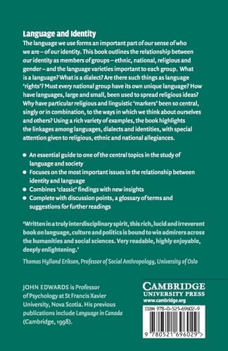 Language and Identity: An introduction (Key Topics in Sociolinguistics) by John Edwards