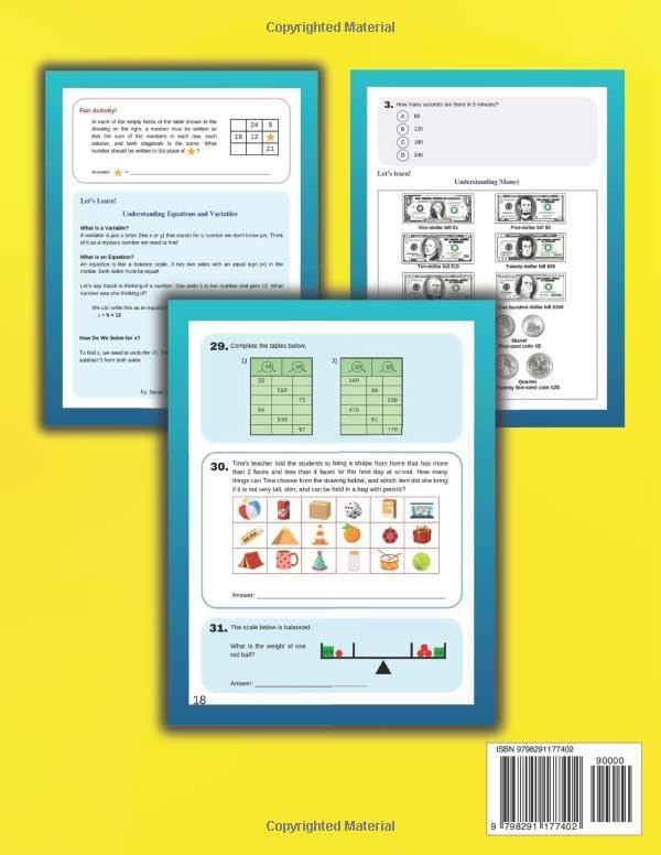 The Ultimate Summer Math Activities Workbook Bridging 3rd Grade to 4th Grade: Addition and Subtraction, Geometry, Measurement and Time, Financial Literacy, Place Value, Brain Teasers by Summer Pen