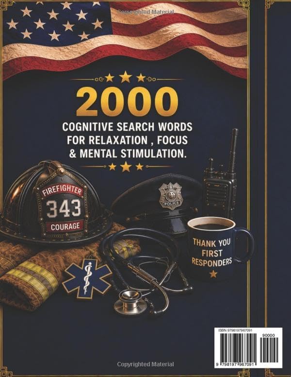 LARGE PRINT EASY & RELAXING MEMORY WORD SEARCH PUZZLES FOR SENIORS: FIRST RESPONDERS: 2,000 COGNITIVE SEARCH WORDS FOR RELAXATION, FOCUS & MENTAL STIMULATION by Brian R Flynn