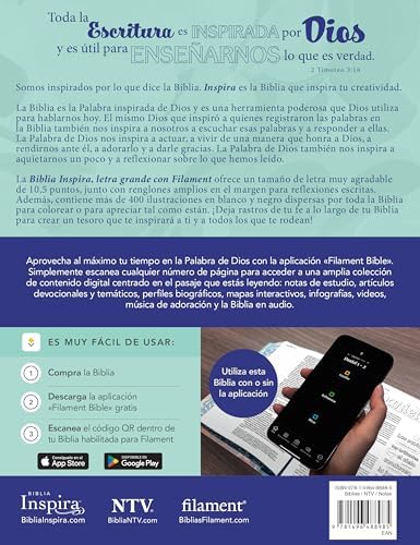 Biblia Inspira NTV, letra grande con Filament (SentiPiel, Ramo azul) (Spanish Edition) by Tyndale