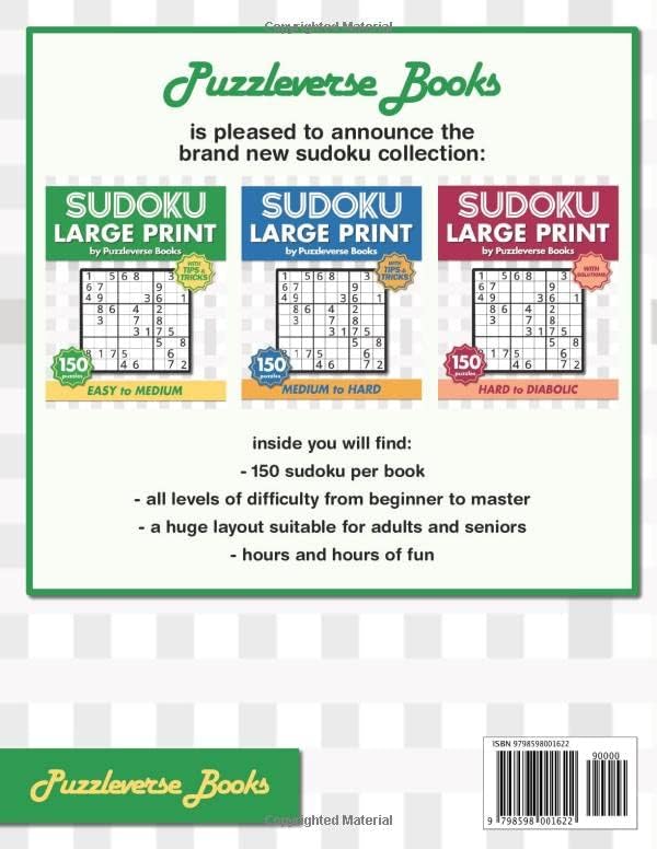 Sudoku Large Print With Tips and Tricks: 150 Easy to Medium Puzzles for Adults & Seniors for Gradually Improving Sudoku Skills, One Per Page (Sudoku Sensei Series) by Puzzleverse Books