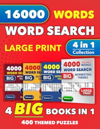 4 in 1 Collection of Large Print Word Search Books for Adults and Seniors: 16000 Words to Find - 400 Big Puzzles with Themes by Martin Littlewolf