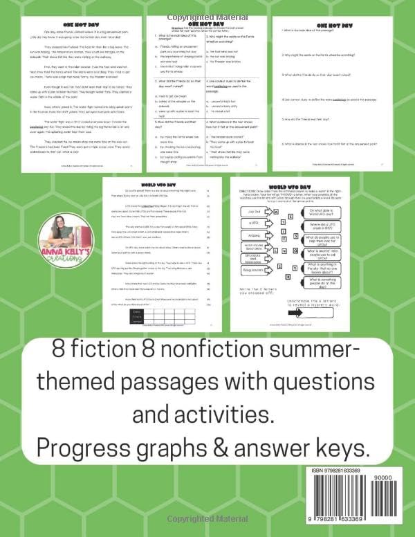 Summer Reading Comprehension Grade 3: Fluency and Comprehension Passages (Reading Practice Workbooks) by Anna Kelly