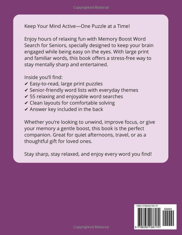Memory Boost Word Search for Seniors: Large Print Easy to Read Fun to Solve by Silver Willow Publishing